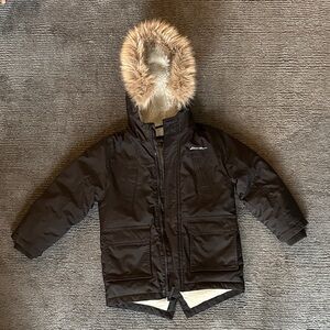 Eddie Bauer Black and Gray Faux Fur Jacket